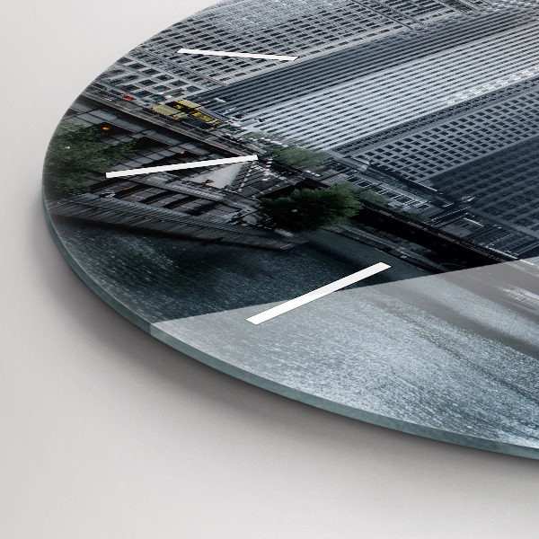 Round glass wall clock City panorama