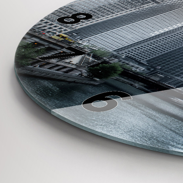Round glass wall clock City panorama