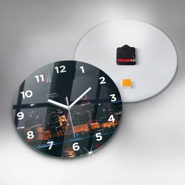 Round glass wall clock Chicago Cityscape