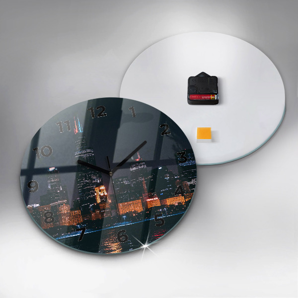 Round glass wall clock Chicago Cityscape
