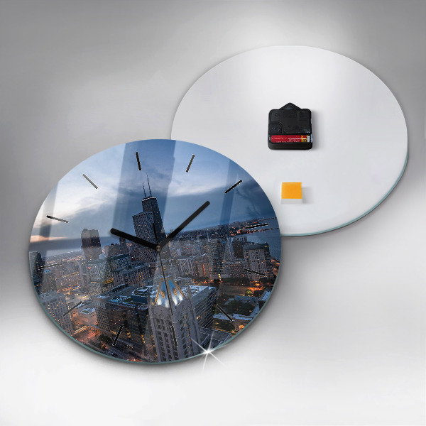 Round glass wall clock Photo of Chicago