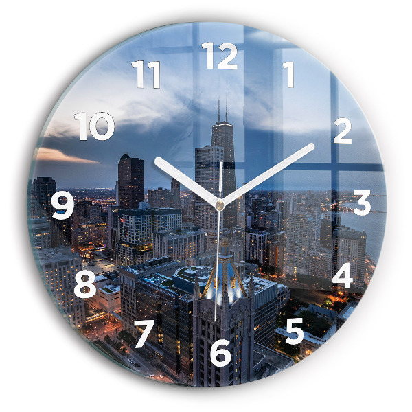 Round glass wall clock Photo of Chicago