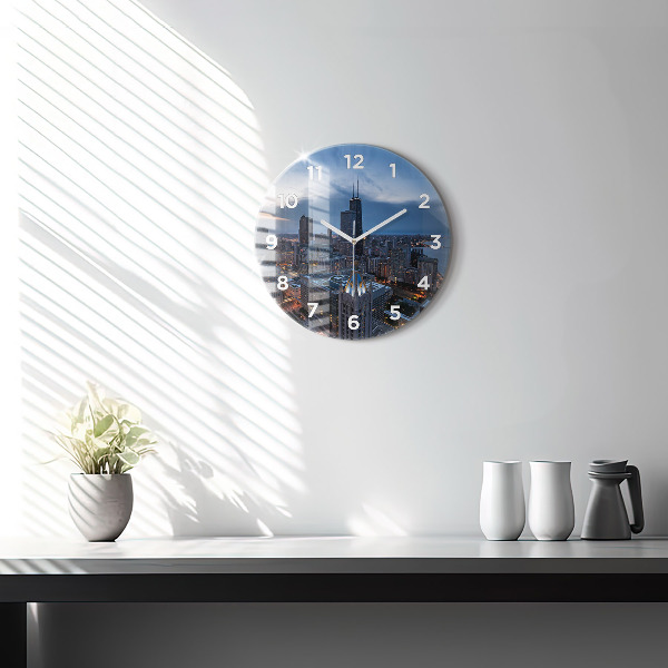 Round glass wall clock Photo of Chicago