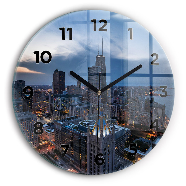Round glass wall clock Photo of Chicago