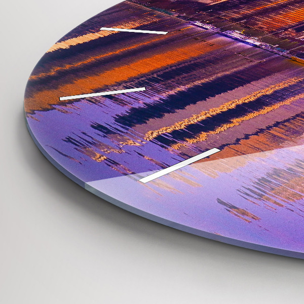 Round glass wall clock View of the skyscrapers of the USA