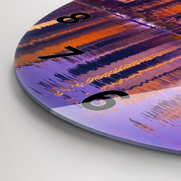 Round glass wall clock View of the skyscrapers of the USA