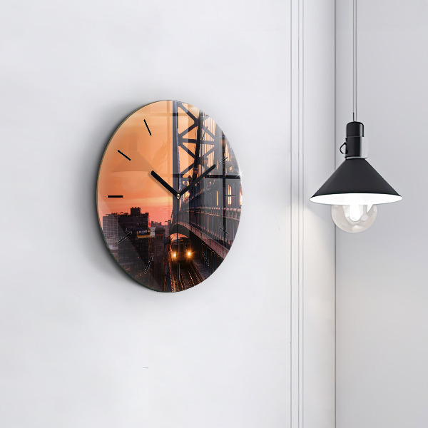 Round glass wall clock Benjamin Franklin Bridge