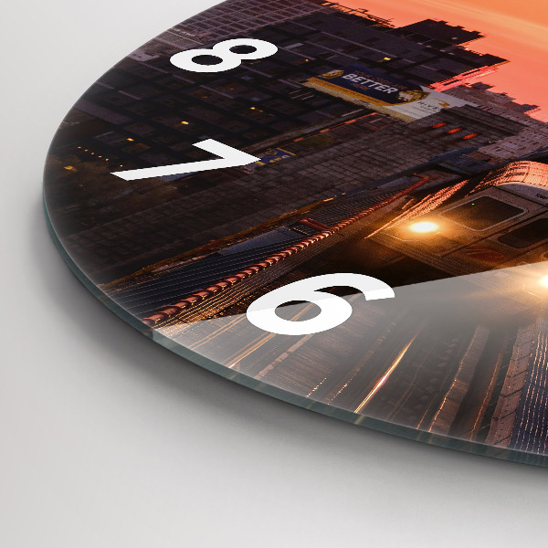 Round glass wall clock Benjamin Franklin Bridge