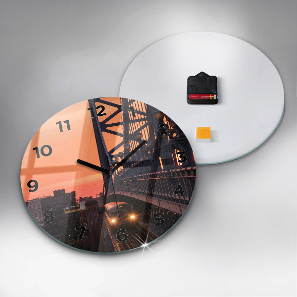 Round glass wall clock Benjamin Franklin Bridge