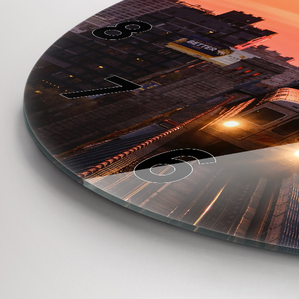 Round glass wall clock Benjamin Franklin Bridge