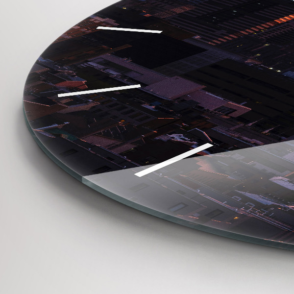 Round glass wall clock Philadelphia City Skyline