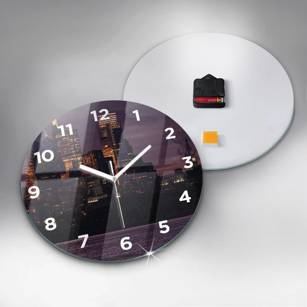 Round glass wall clock Philadelphia City Skyline