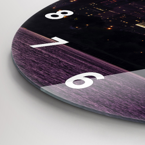 Round glass wall clock Philadelphia City Skyline