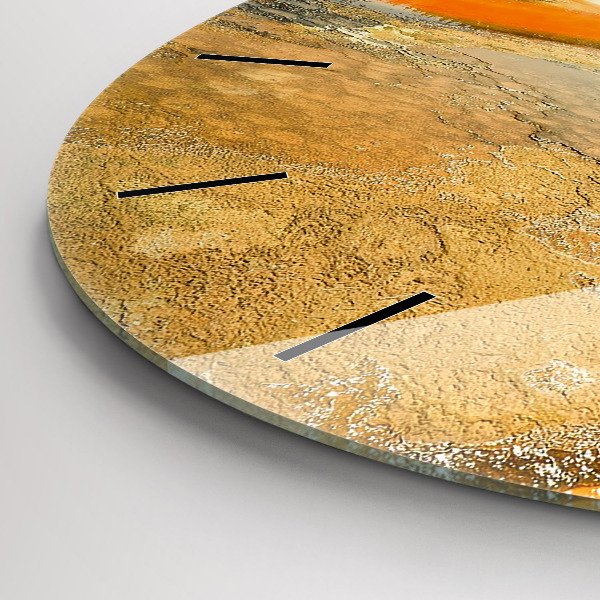 Round glass wall clock Lake with Mountains