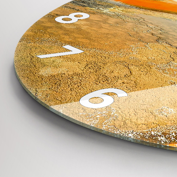 Round glass wall clock Lake with Mountains