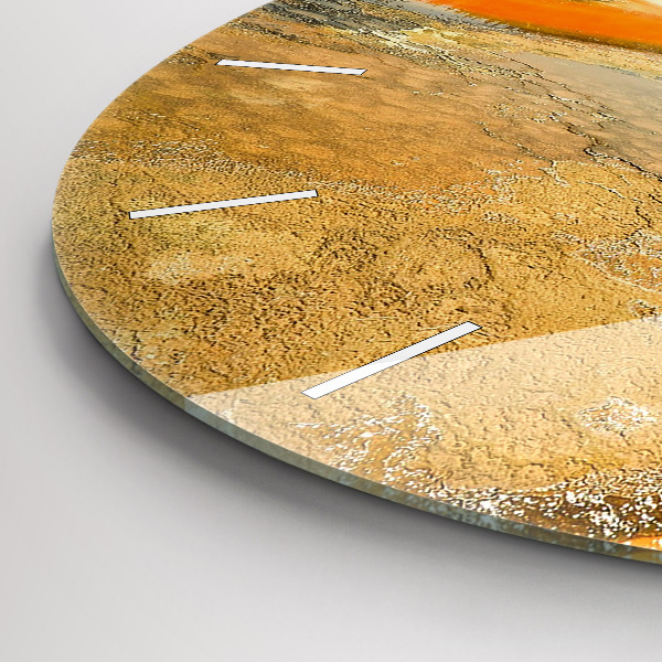 Round glass wall clock Lake with Mountains