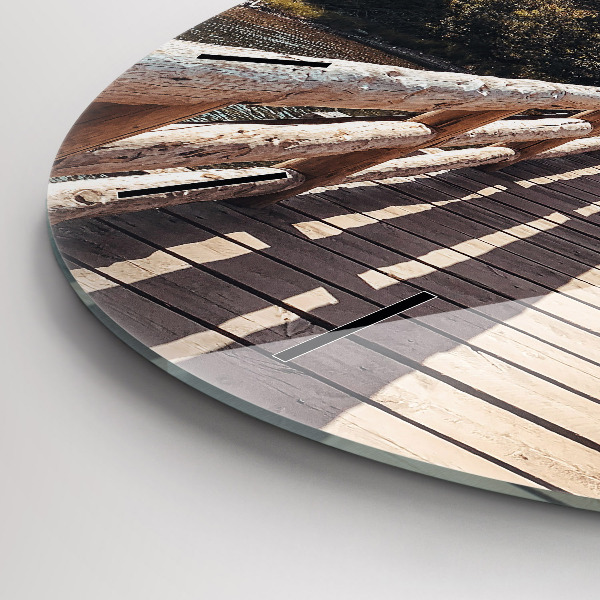 Round glass wall clock Mountains in Yellowstone