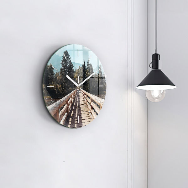Round glass wall clock Mountains in Yellowstone