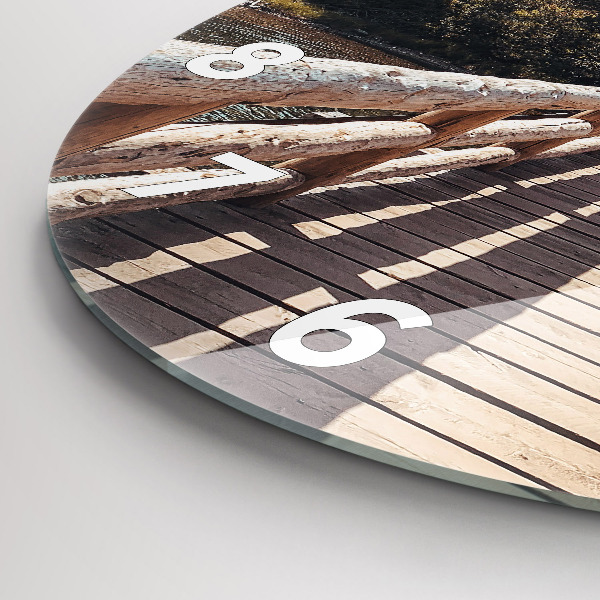 Round glass wall clock Mountains in Yellowstone