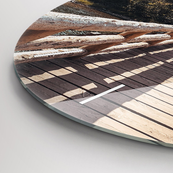 Round glass wall clock Mountains in Yellowstone