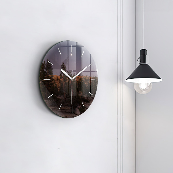 Round glass wall clock Rocky Yosemite Road