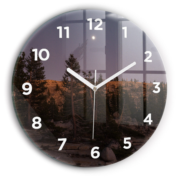 Round glass wall clock Rocky Yosemite Road