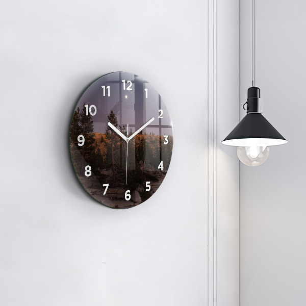 Round glass wall clock Rocky Yosemite Road