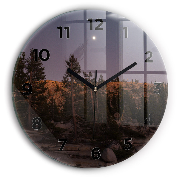 Round glass wall clock Rocky Yosemite Road