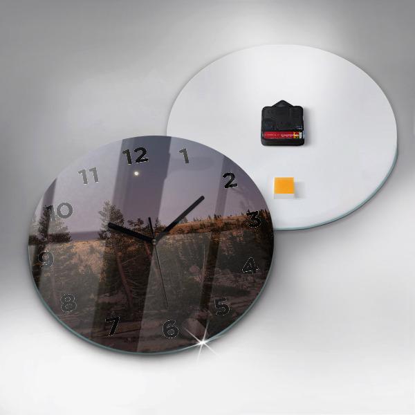 Round glass wall clock Rocky Yosemite Road