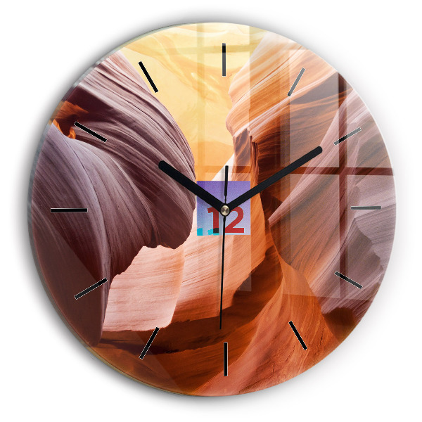 Round glass wall clock Antelope Canyon