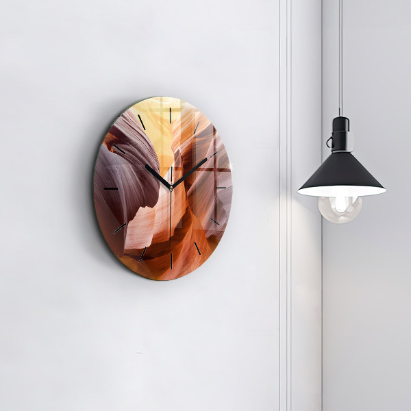 Round glass wall clock Antelope Canyon