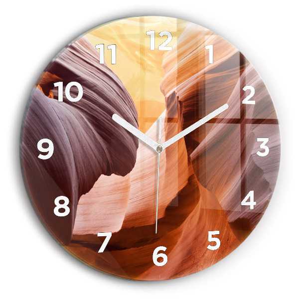Round glass wall clock Antelope Canyon
