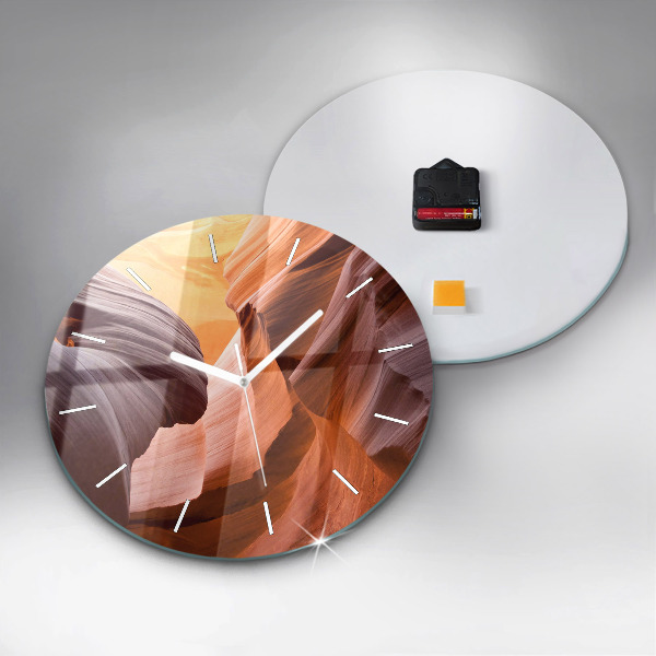Round glass wall clock Antelope Canyon