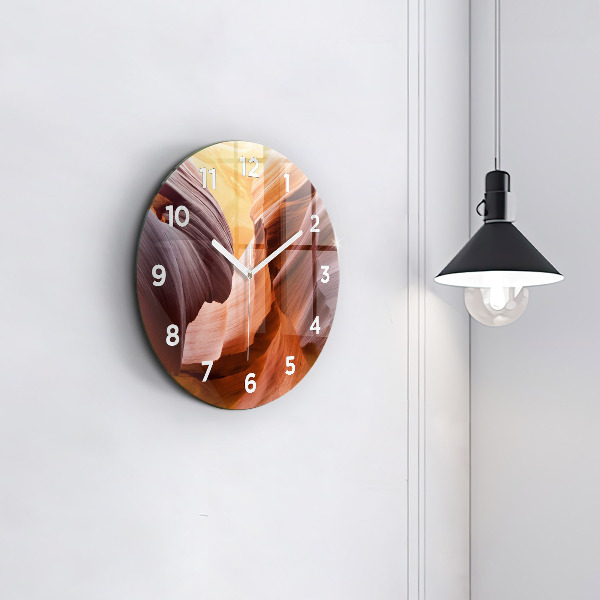 Round glass wall clock Antelope Canyon