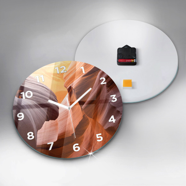 Round glass wall clock Antelope Canyon