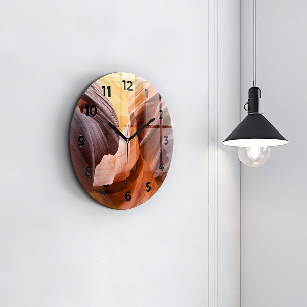 Round glass wall clock Antelope Canyon