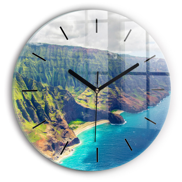 Round glass wall clock The Sea in Hawaii