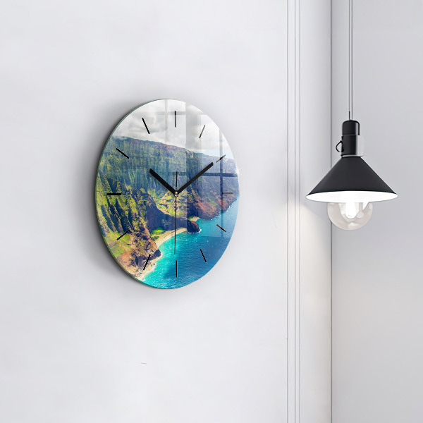 Round glass wall clock The Sea in Hawaii