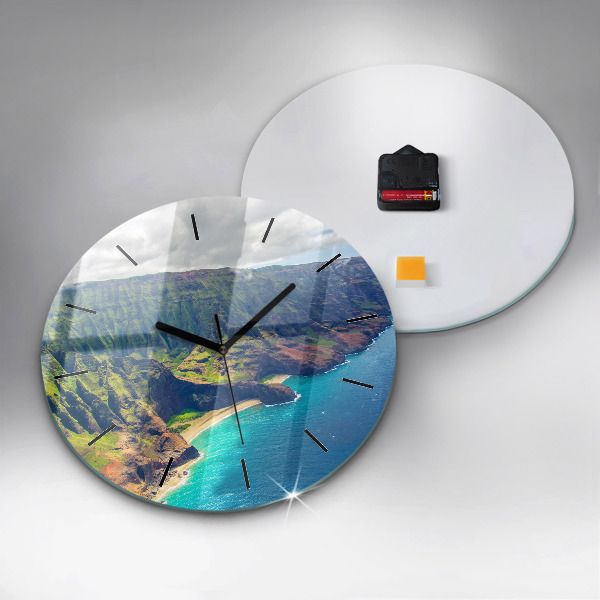Round glass wall clock The Sea in Hawaii