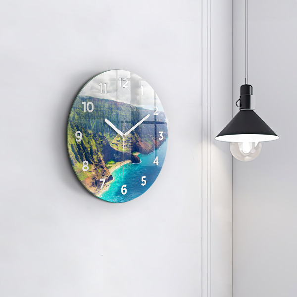Round glass wall clock The Sea in Hawaii
