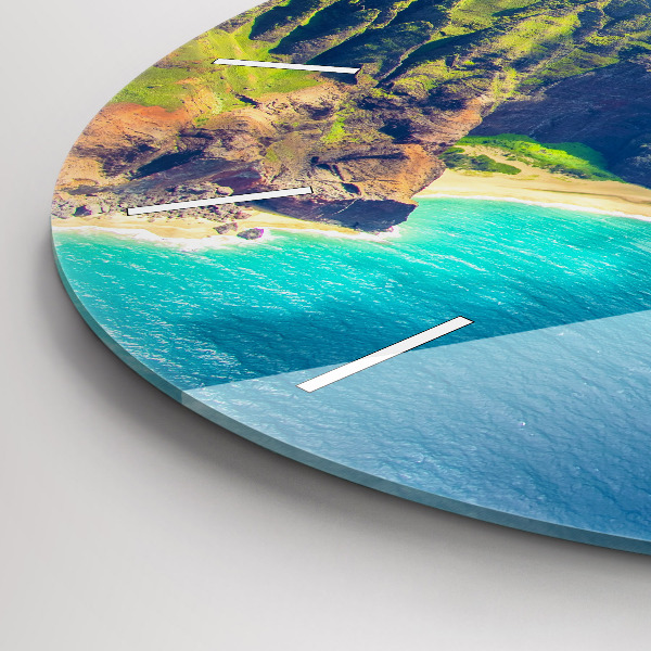 Round glass wall clock The Sea in Hawaii