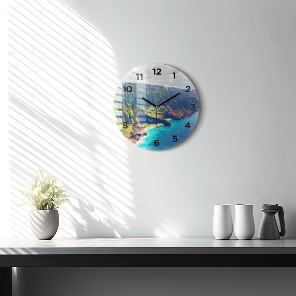 Round glass wall clock The Sea in Hawaii