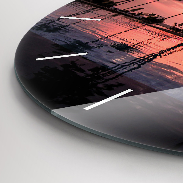 Round glass wall clock Palm trees in Hawaii