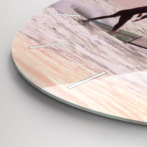 Round glass wall clock Surfer in Hawaii