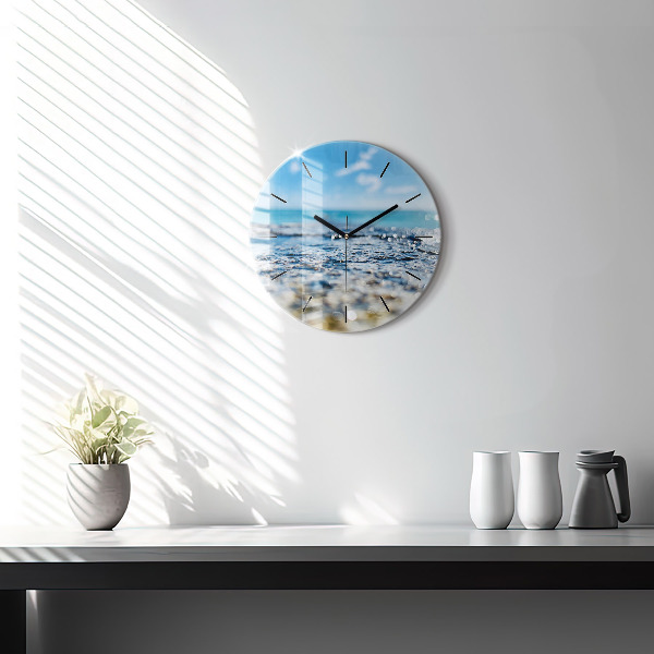 Round glass wall clock Water photography