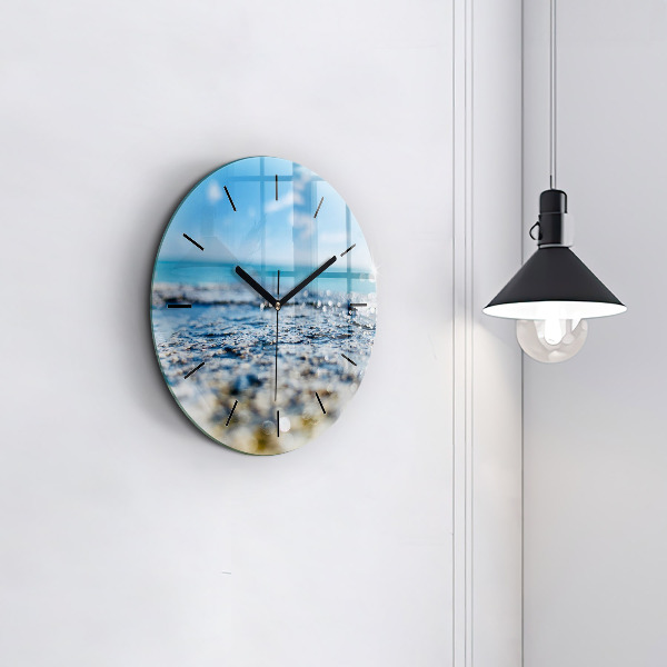 Round glass wall clock Water photography