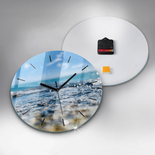 Round glass wall clock Water photography