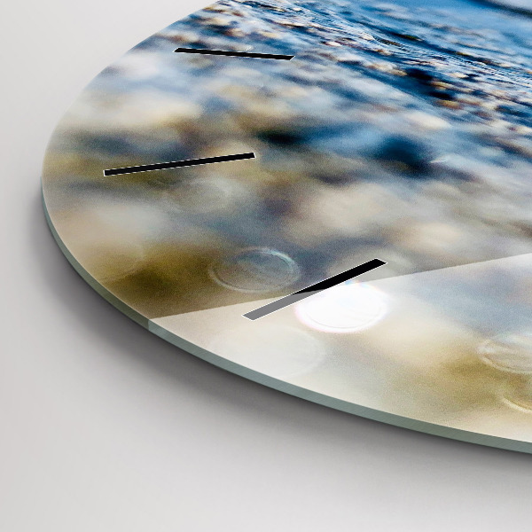 Round glass wall clock Water photography