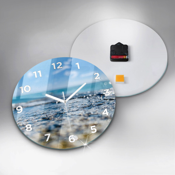 Round glass wall clock Water photography