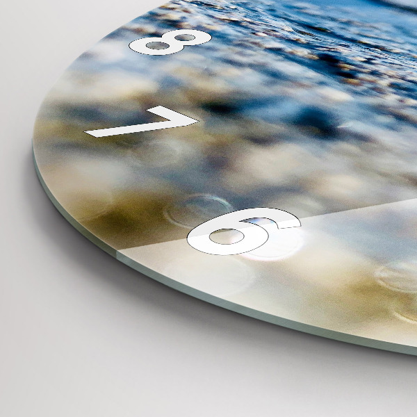 Round glass wall clock Water photography